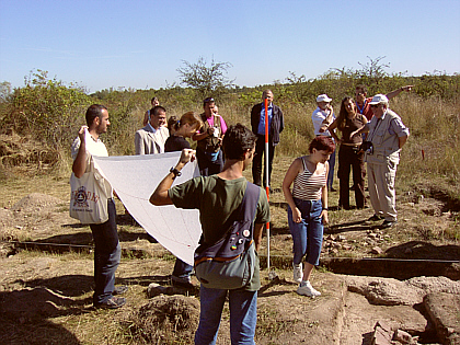 at the barrack Tara explains one of the excavations
